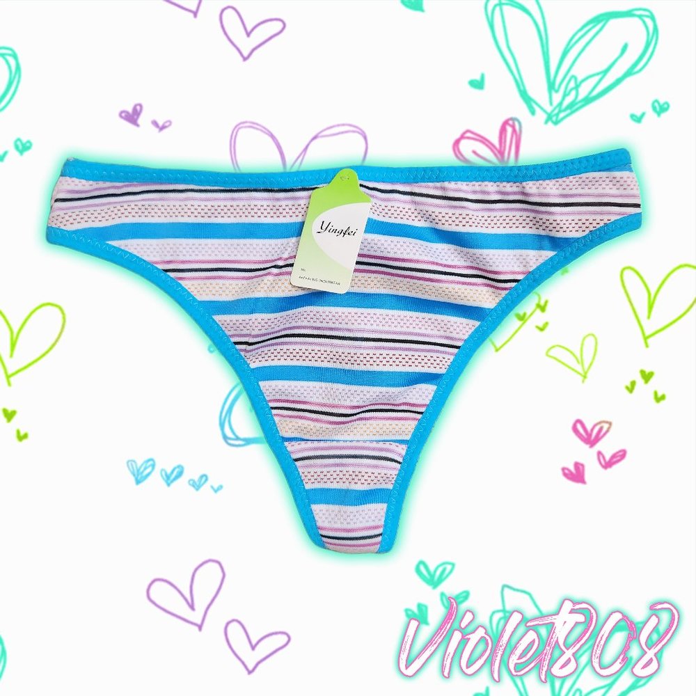 [M] Light Blue/Turquoise Stripe G-String Thong